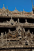 Myanmar - Mandalay, Shwenandaw Kyaung (the Golden Palace) a wonderful example of the Burmese unique teak architecture and wood-carving art. 